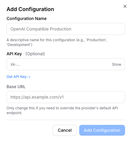 Add an OpenAI Compatible configuration in Notebooker